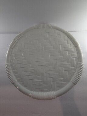 Este Ceramiche Italy White Basketweave Cake Pedestal, Vintage